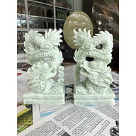 Cặp Rồng đứng phong thủy đá cẩm thạch trắng xanh - Cao 15 cm thumbnail