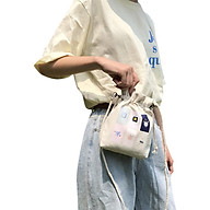 Women Canvas Bag Print Bucket-Shaped Oranges Strawberries Milk Little Girl Cute Crossbody Mobile Phone Bag thumbnail