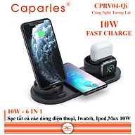 Sạc Nhanh Không Dây 6 in 1 , 10W CAPARIES CPRV04-Qi , Wireless Quick Charge, chuẩn Qi Apple cho Iphone, Samsung, Vivo, Oppo, Xioami, Huawei, Vsmart - Chính Hãng thumbnail