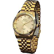 Fq-043 Classic Golden Stainless Steel Male Female Crystals Quartz Wrist Watches for Man Woman Gold thumbnail
