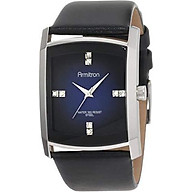 Armitron Men s 204604DBSVBK Dress Swarovski Crystal Accented Silver-Tone Black Leather Strap Watch thumbnail