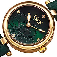 Burgi Diamond Accented Flower Dial Watch - 4 Diamond Hour Markers On Genuine Leather Strap - BUR128 thumbnail