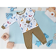 Quần áo trẻ em, Bộ ngủ dày tay cho bé trai, bé gái từ 5-15kg chất thun lạnh mềm mịn mát thumbnail