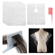50 Pieces Disposable Hair Cutting Cape Dresses Shop Apron + Highlight Comb Set thumbnail