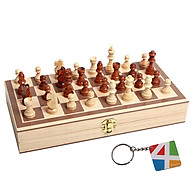 Bộ cờ vua cao cấp, đồ chơi làm bằng gỗ tự nhiên không độc hại dành cho trẻ em, môn thể thao phát triển trí tuệ - Tặng Kèm Móc Khóa 4Tech. thumbnail