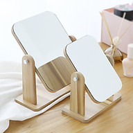 Gương trang điểm đế gỗ để bàn xinh xắn hình chữ nhật thumbnail