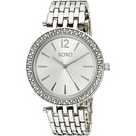 XOXO Women s Analog Watch with Silver-Tone Case, Crystal-Inset Bezel, Silver-Tone Sunray Dial - Official XOXO Woman s Watch, Fold-Over Clasp with Double Push-Button Safety - Model XO263 thumbnail