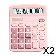 2xOffice Handheld Desktop Calculator Dual Solar Power Business Accounts Pink thumbnail