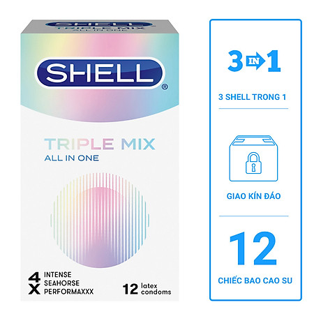 Bao cao su hàn quốc shell triple mix - siêu mỏng kéo dài thời gian gai bi xung quanh - 12 chiếc 1