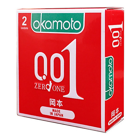 Bao cao su okamoto 0.01 pu siêu mỏng truyền nhiệt nhanh hộp 2 cái 1