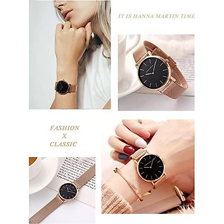 Women s analog quartz rose gold watch with stainless steel mesh strap ladies watch simple and elegant 6
