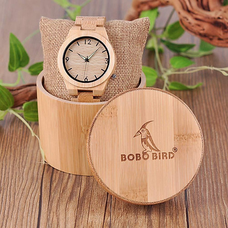 Bobo bird d27 men s bamboo wooden watch numeral scale large face quartz watch lightweight casual sports watches with luminous night silver pointer gift box 2