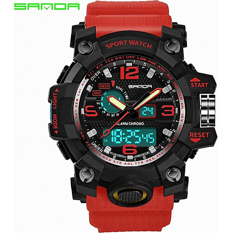 Sanda men s digital watch large face led wrist watches military sports digital analog dual time outdoor army wristwatch tactical 4