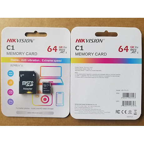 Thẻ Nhớ Micro SD 64G Hikvision C1 - Class 10 - Thẻ Nhớ Dành Cho Điện Thoại Máy Ảnh Camera - Hàng Chính Hãng 2