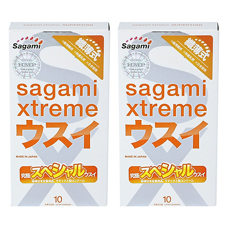 Bộ 2 hộp bao cao su siêu mỏng cao cấp sagami xtreme super thin (10 bao) 1