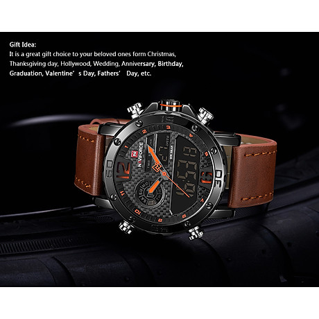 Naviforce nf9134 quartz fashion watch men watches top brand luxury male clock business military dual display 30m 6