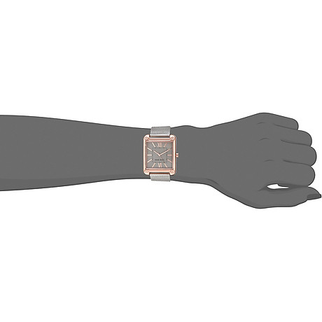 Nine west women s rose gold-tone and silver-tone mesh bracelet watch 2