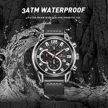 Mizums men business watch fashion alloy case leather band watch exquisite 3 atm waterproof quartz wrist watch 5