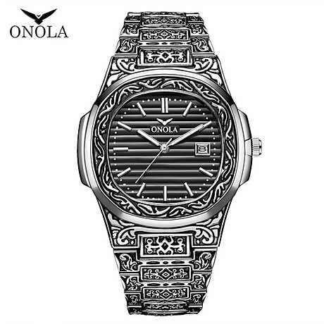 Onola on3808 men quartz watch stainless steel band fashion multifunction wristwatch 3atm calendar date display watches 2