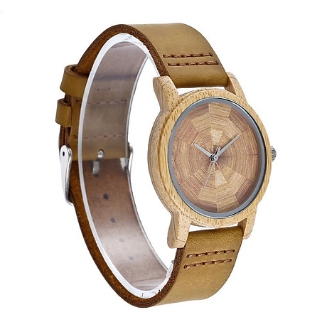 Đồng hồ nữ bằng gỗ tre redear có dây đeo bằng da tương tự như đồng hồ thạch anh nhẹ nhàng 6