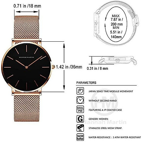 Women s analog quartz rose gold watch with stainless steel mesh strap ladies watch simple and elegant 5