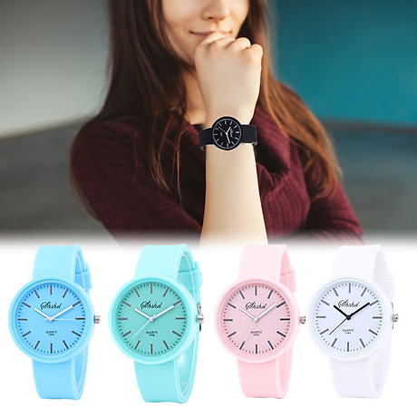 Women fashion simple wrist watch silica gel band alloy case quartz watch 3