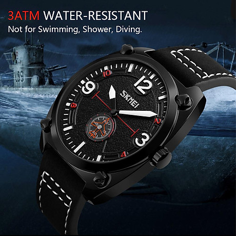 Skmei fashion casual quartz watch 3atm water-resistant men watches genuine leather wristwatch male relogio musculino 4