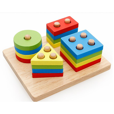Combo 6 món đồ chơi gỗ an toàn cho bé- phát triển trí tuệ (Đàn gỗ, sâu gỗ, luồn hạt, thả hình 4 trụ, đồng hồ sâu hạt, tháp gỗ) 4