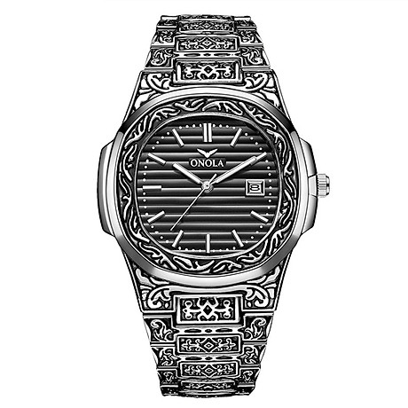 Onola on3808 men quartz watch stainless steel band fashion multifunction wristwatch 3atm calendar date display watches 1