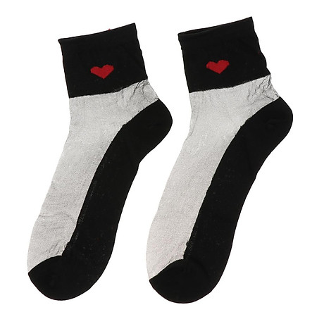 Women ankle socks ultrathin transparent crystal lace sheer socks heart white 5