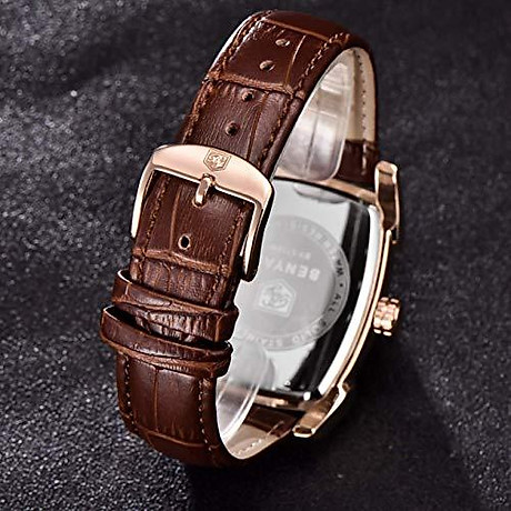 Benyar watch for men 5114m square 3atm waterproof leather simple quartz business fashion casual classic retro rectangle watches 3
