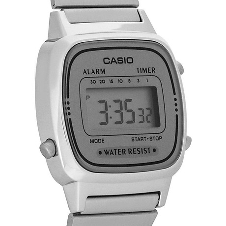 Đồng hồ kỹ thuật casio la670wa-7 kiểu cổ điển - màu bạc 3