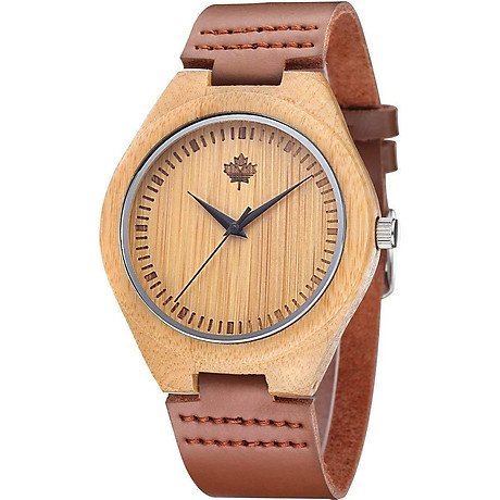 Tamlee bamboo wooden mens watch with cow leather strap quartz analog fashion casual unisex wood engraved lightweight wristwatch 1