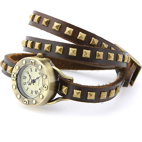 Women s vintage rivets bracelet wrist watch 7