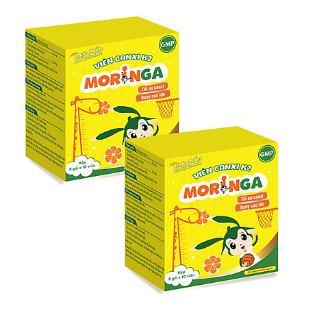Combo 2 hộp viên canxi k2 moringa - bổ sung canxi và vitamin k2, tăng chiều cao, chống còi xương ở trẻ em - hộp 8 gói 1