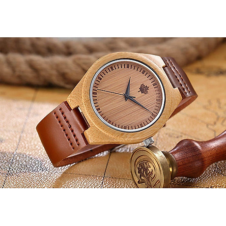 Tamlee bamboo wooden mens watch with cow leather strap quartz analog fashion casual unisex wood engraved lightweight wristwatch 3