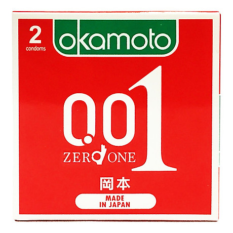 Bao cao su okamoto 0.01 pu siêu mỏng truyền nhiệt nhanh hộp 2 cái 2
