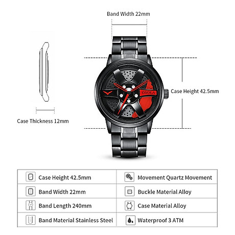 Onola quartz watch with stainless steel strap fashion multifunction wristwatch 3atm watches for men boys 6