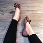 Giày búp bê nữ đế bệt thắt nơ nâu mẫu mới cực xinh thumbnail