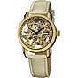 Akribos xxiv women s skeleton automatic watch - stainless steel see-through face and leather dress band watch - ak431 1