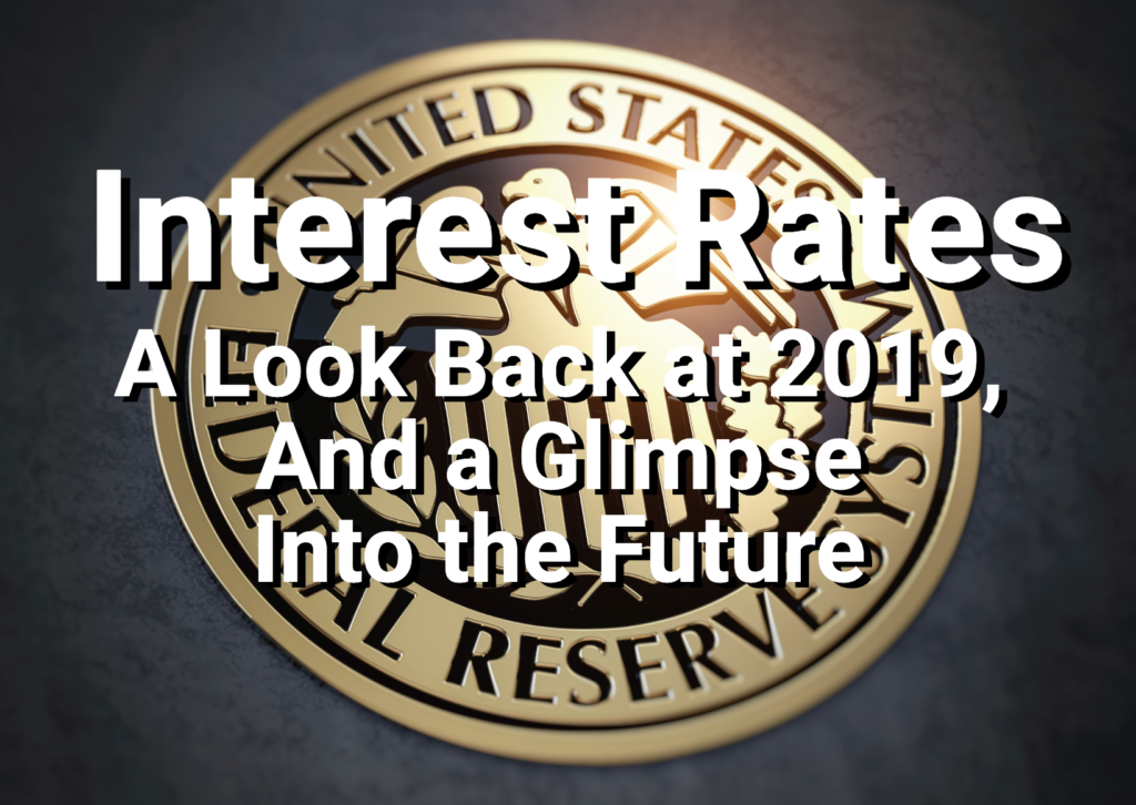 Interest rates text over Fed Reserve logo