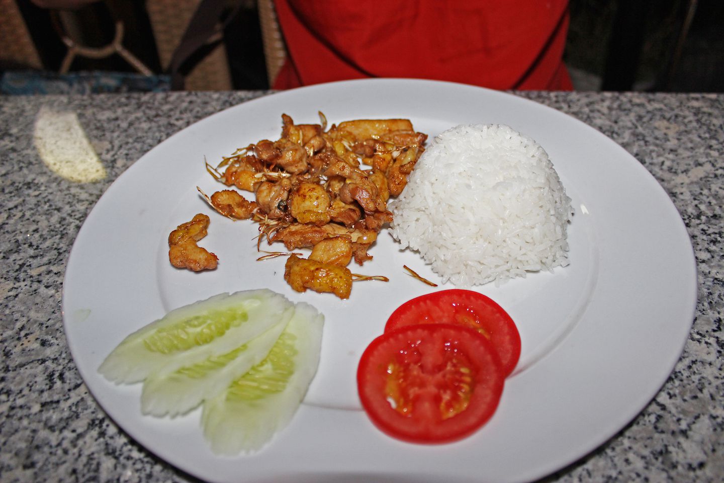 Chicken with lemon grass at City View Cafe in Hanoi