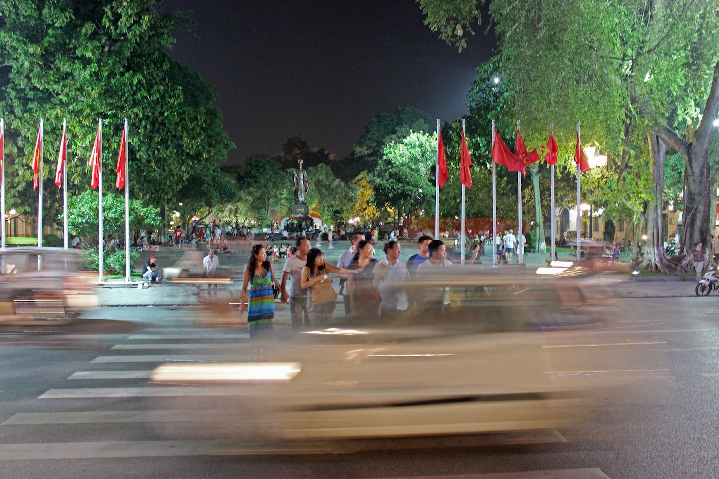 Crossing street in Hanoi
