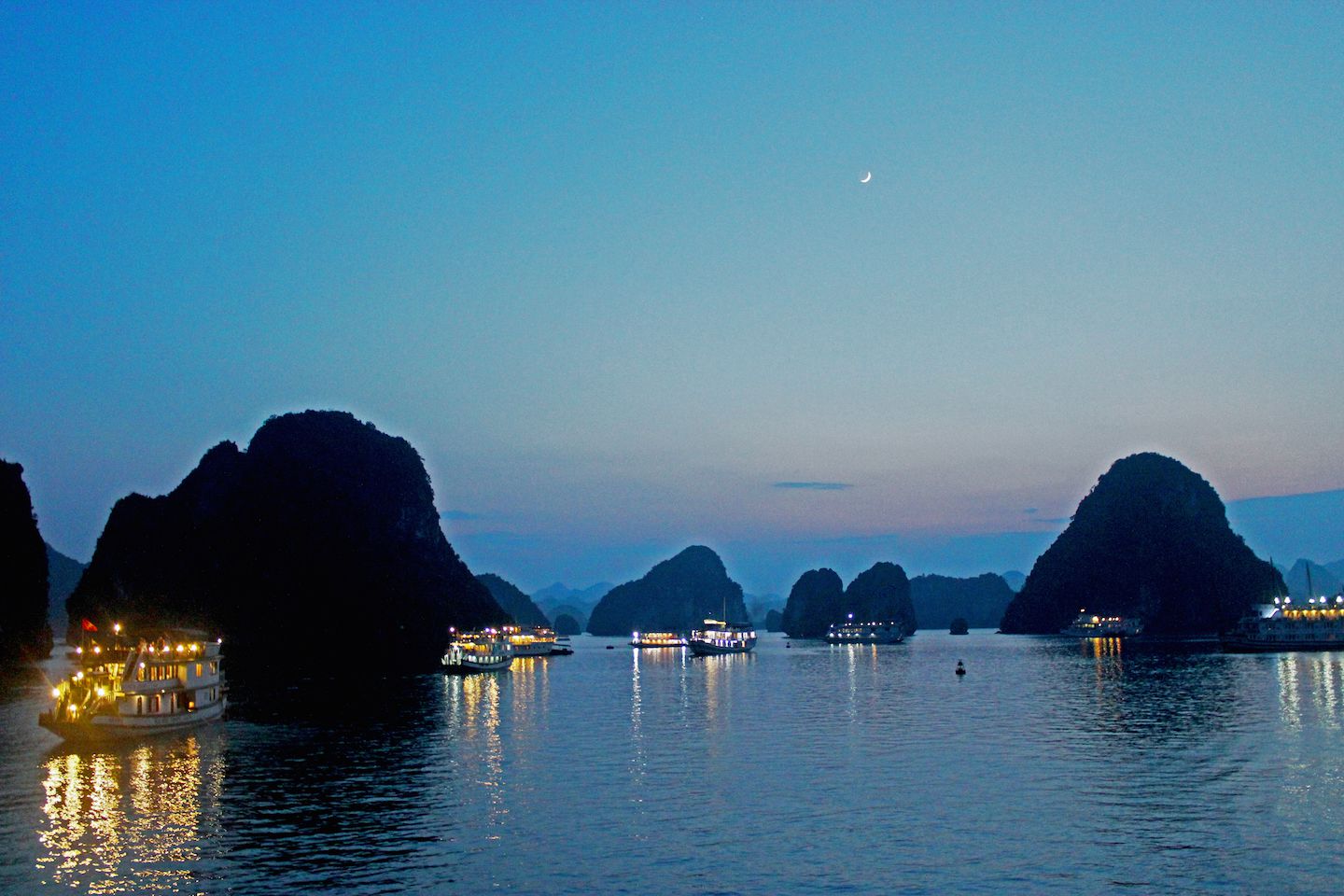 Moon over Ha Long Bay