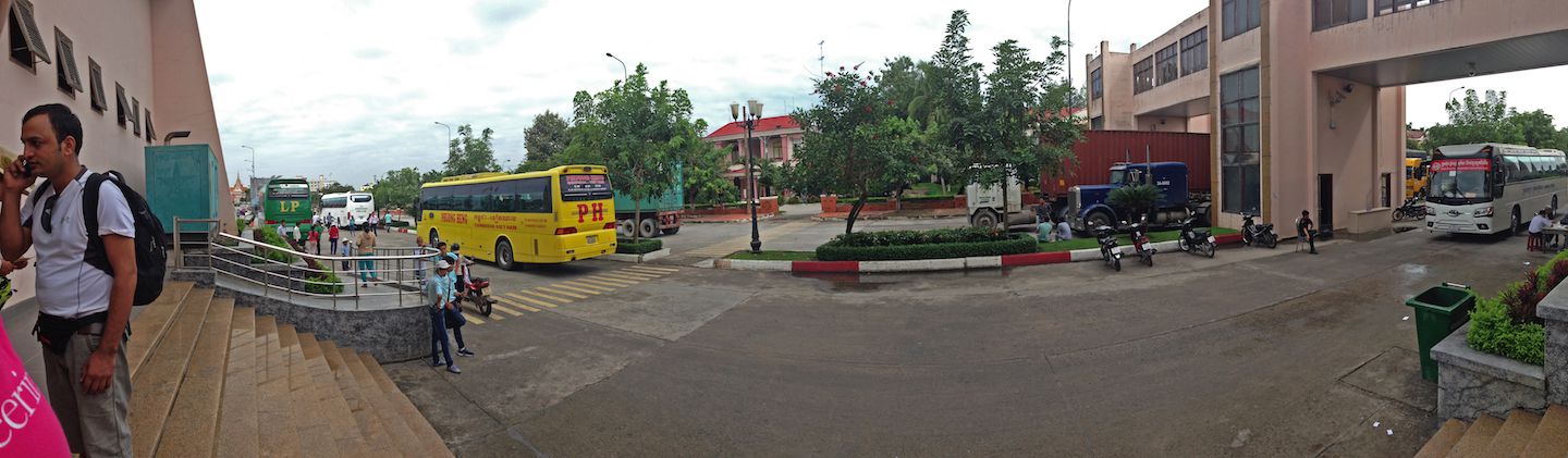 Panorama of border crossing for vehicles