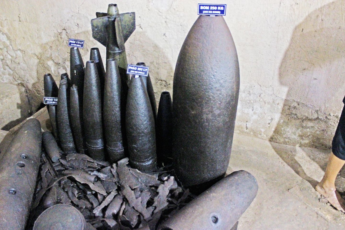 Several captured bombs that would be transformed into smaller bombs