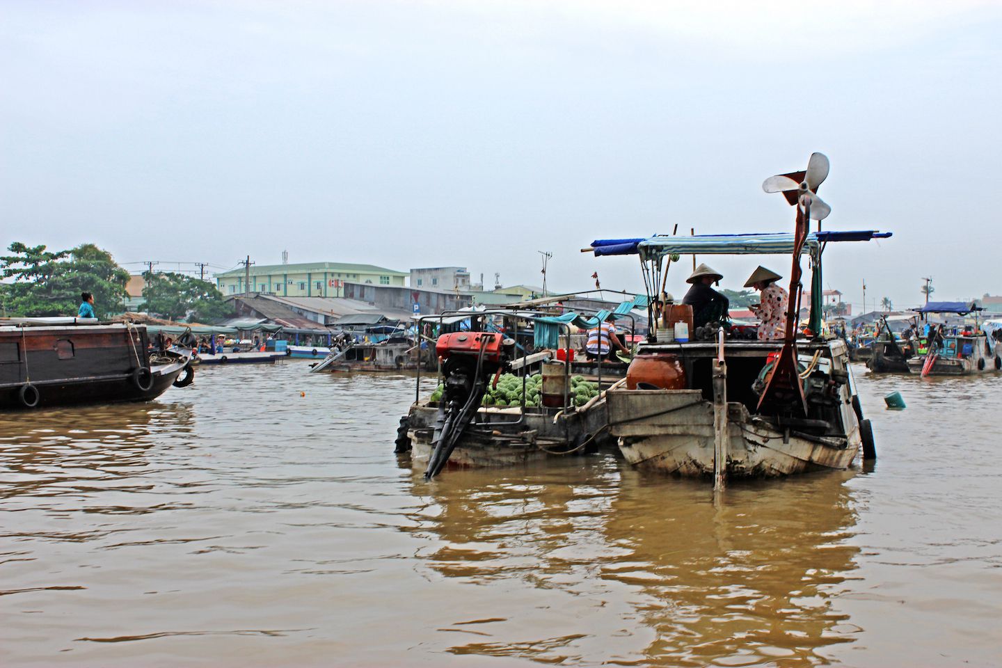 Trading boats at the Cai Rang floating market