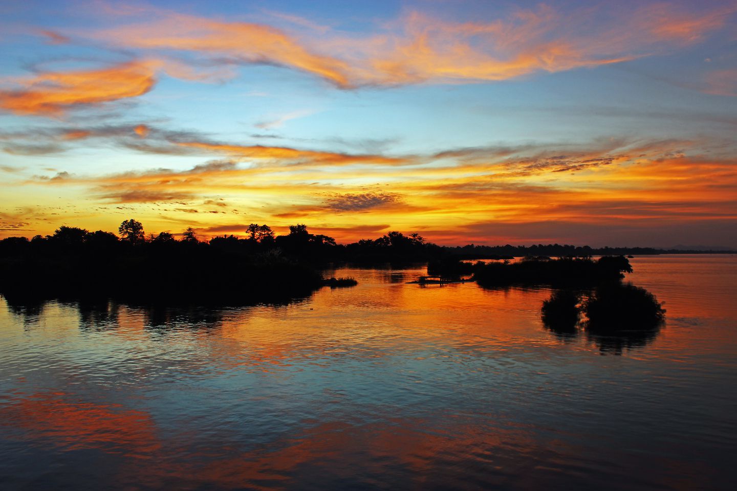 Beautiful sunset at 4000 Islands (Si Phan Don), Laos