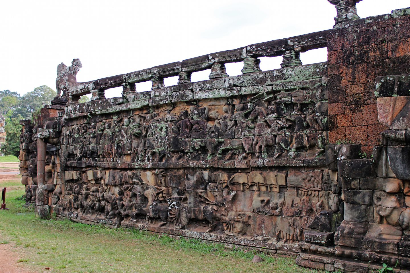 Carvings on the side walls of the Leper King Terrace in Angkor Thom