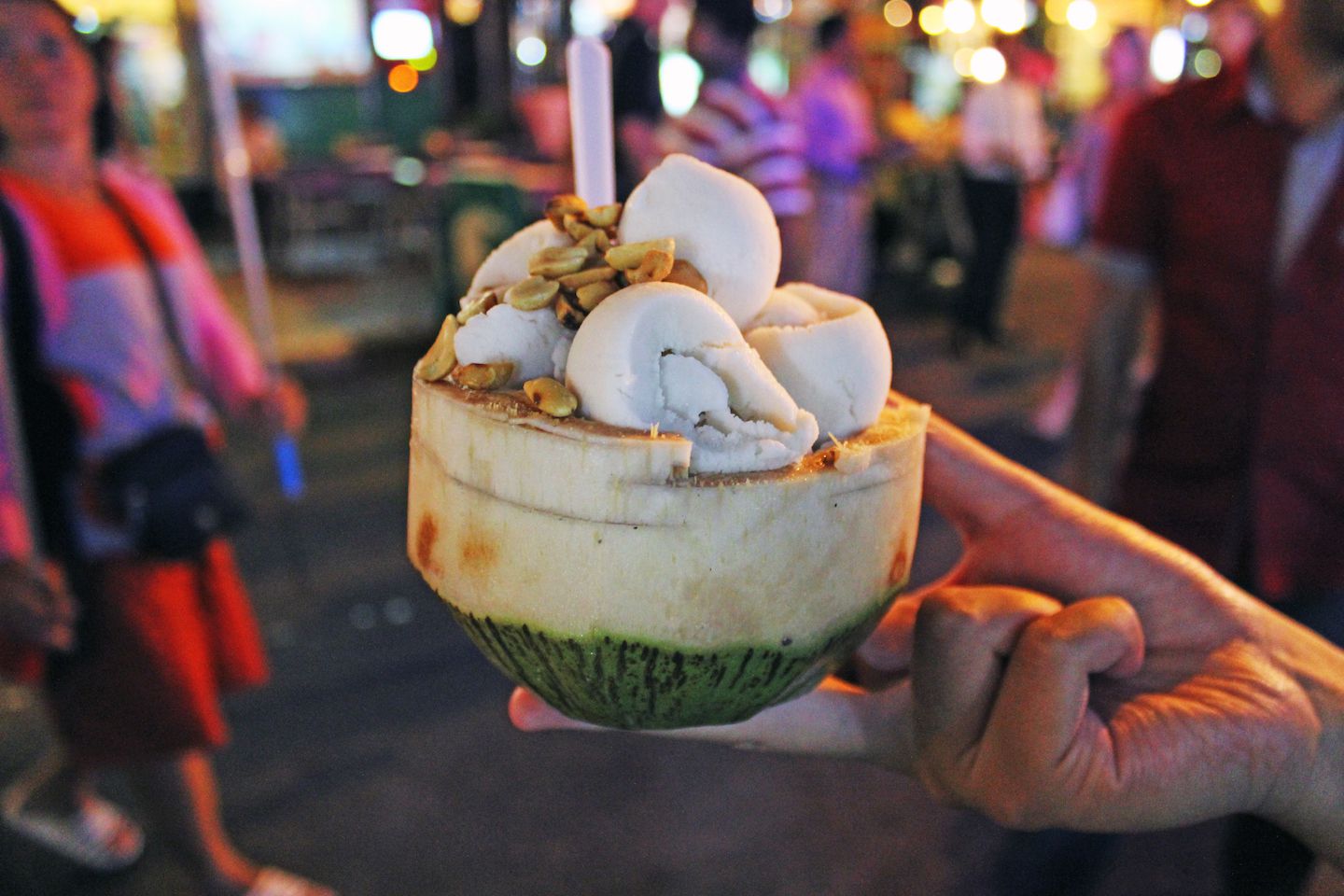 Coconut ice cream in a coconut